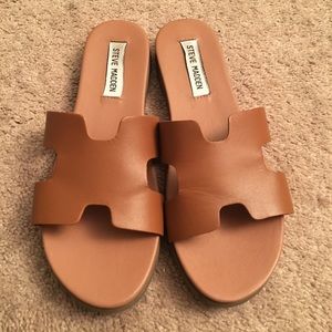 Steve Madden Harriet Slide Sandals Tan Leather